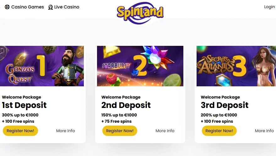 SpinLand casino bonuses