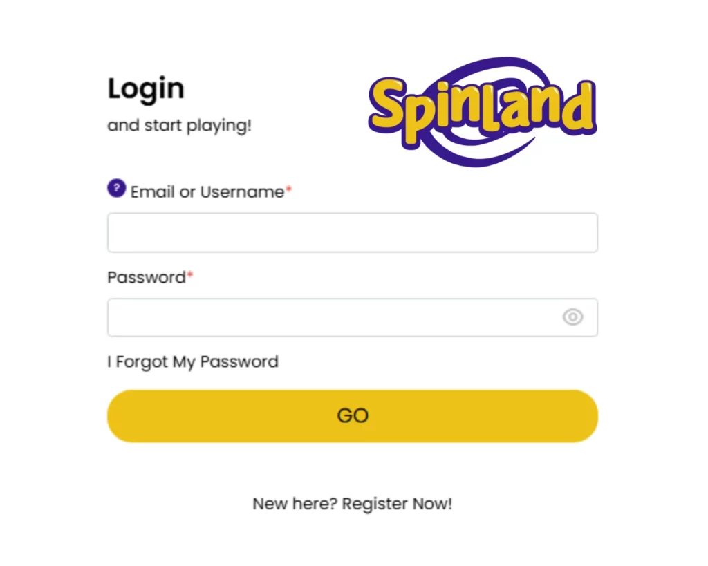 SpinLand casino login form