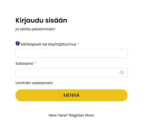SpinLand-kasinon kirjautumislomake